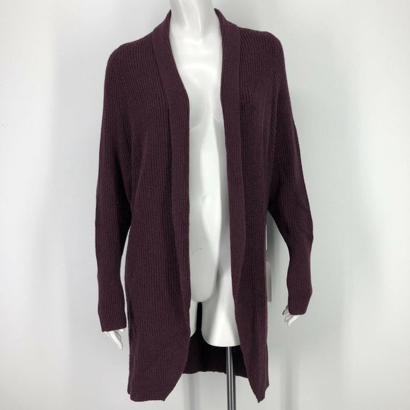 Leith Slouchy Cardigan Sweater Burgundy Open Front - Picture 2 of 8